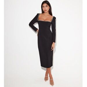 Black Dress with Pearl Accents